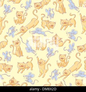 Seamless cats and mice pattern Stock Vector