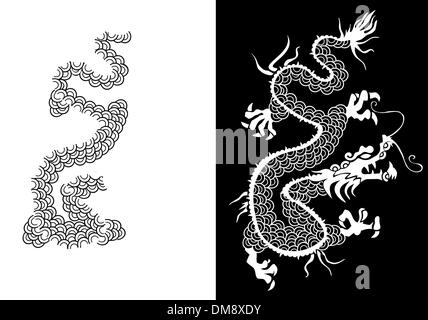 Black and white chinese dragon vector. Stock Vector