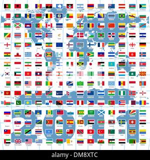 National flags of the World sorted by continent in modern design, all ...