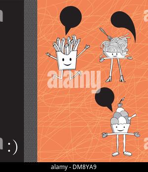Food cartoons with dialogue balloon Stock Vector