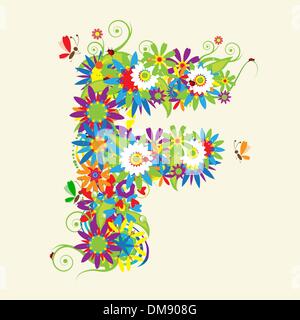 Letter F, floral design. See also letters in my gallery Stock Vector