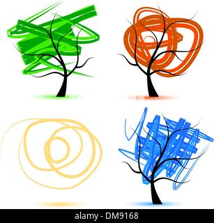 Art tree, seasons Stock Vector