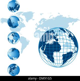 World map, 3D globe series Stock Vector