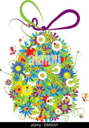 Floral easter egg on white for your design Stock Vector