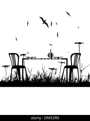 Romantic dinner for two person on nature Stock Vector