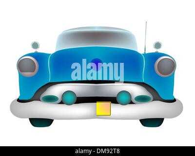 blue classic car front isolated on white Stock Vector