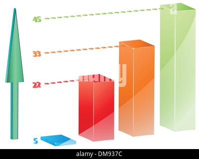 chart 3d against white Stock Vector