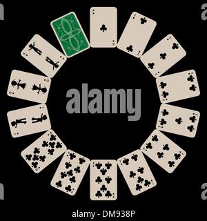 circle shape clubs playing cards isolated on black Stock Vector