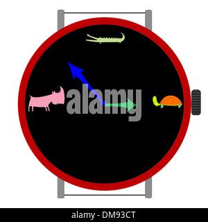 clock with animals Stock Vector