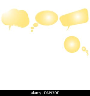 Collection of stylized yellow text bubbles, vector isolated obje Stock Vector