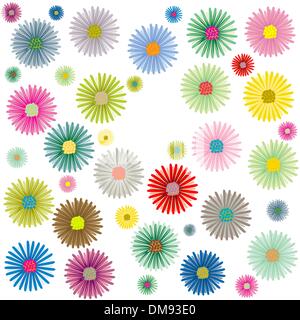 colored flowers pattern isolated on white background Stock Vector