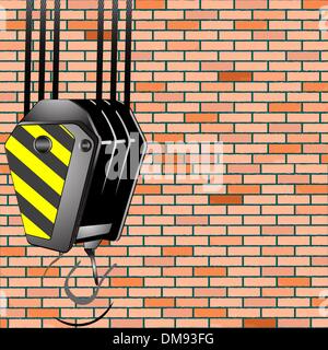 crane hook over wall background Stock Vector