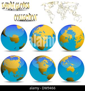earth globes against white Stock Vector