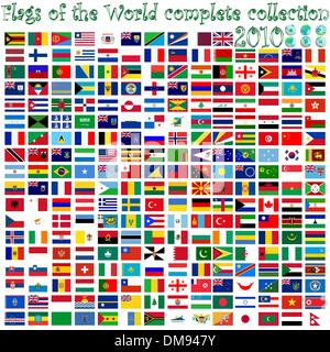 flags of the world and earth globes Stock Vector