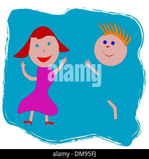 happy boy and girl Stock Vector