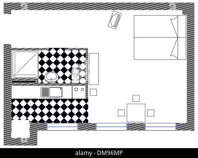 one room vector sketch Stock Vector