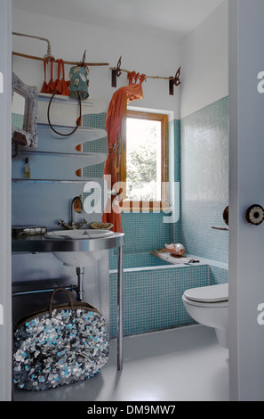 Interior of a nice small toilette in a beach house Stock Photo