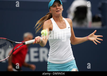 22 August 2009: Daniela Hantuchova (SVK) hits a forehand at the Rexall Centre  Toronto, ON. Nuria Llagostera Vives/Maria Jose Martinez Sanchez beat Ai Sugiyama/Daniela Hantuchova 4-6, 4-6. (Credit Image: © Southcreek Global/ZUMApress.com) Stock Photo