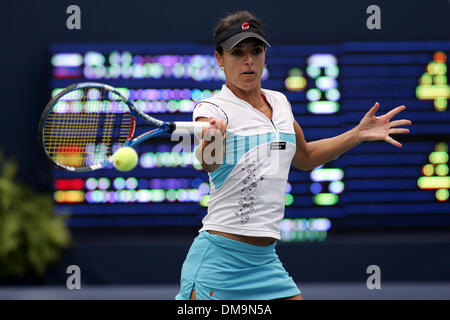 22 August 2009: Nuria Llagostera Vives (ESP) hits a forehand at the Rogers Cup at the Rexall Centre  Toronto, ON. Nuria Llagostera Vives/Maria Jose Martinez Sanchez beat Ai Sugiyama/Daniela Hantuchova 4-6, 4-6. (Credit Image: © Southcreek Global/ZUMApress.com) Stock Photo