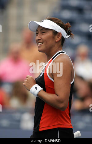 22 August 2009: Ai Sugiyama (JPN) celebrates after gaining a point at the Rogers Cup at the Rexall Centre in Toronto, ON. Nuria Llagostera Vives/Maria Jose Martinez Sanchez beat Ai Sugiyama/Daniela Hantuchova 4-6, 4-6. (Credit Image: © Southcreek Global/ZUMApress.com) Stock Photo