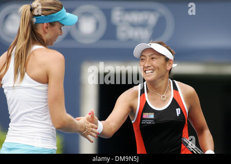 22 August 2009: Ai Sugiyama (JPN) with teammate Daniela Hantuchova (SVK) during their match at the Rogers Cup at the Rexall Centre  Toronto, ON. Nuria Llagostera Vives/Maria Jose Martinez Sanchez beat Ai Sugiyama/Daniela Hantuchova 4-6, 4-6. (Credit Image: © Southcreek Global/ZUMApress.com) Stock Photo