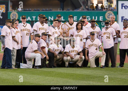 Member of the 1979 Pittsburgh Pirates World Championship team Dave Parker  waits in the dugout before a pre-game ceremony honoring the team before a  baseball game between the Pittsburgh Pirates and the