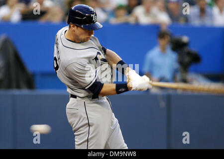 25 August 2009: Tampa Bay Rays third baseman Evan Longoria reacts after  striking out against the Toronto Blue Jays in the 4th inning at the Rogers  Centre in Toronto, ON. The Rays