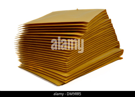 postal envelope stack isolated on a white background Stock Photo