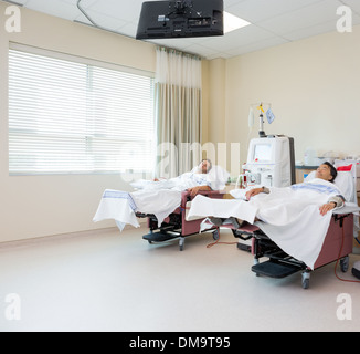 Patients Receiving Renal Dialysis In Hospital Room Stock Photo