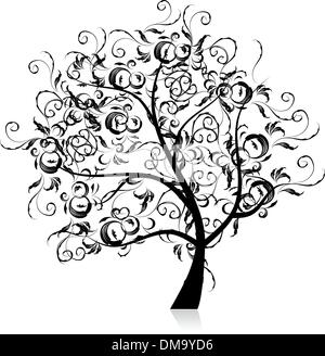 Art tree beautiful, black silhouette Stock Vector Image & Art - Alamy