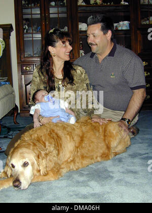 May 20, 2002 - Bellport, Long Island - 5/20/02 Bellport, New York Five week old Troy Joseph Sica owes his life to 15 year old ''Bullet'' the familys aging Golden Retriever who allerted Troy's mom Pam, with loud barking & running back and forth when the youngster was gasping for air & stopped breathing. Mom called the medics & baby Troy was rushed to Brookhaven Hospital where he was Stock Photo