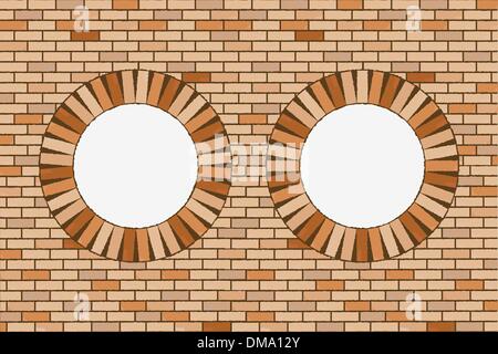 round brick windows Stock Vector