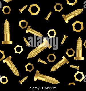 screws and nuts over black background Stock Vector