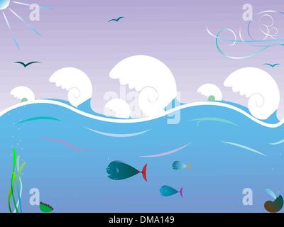 sea waves landscape Stock Vector