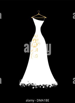 Wedding dress white on hangers Stock Vector