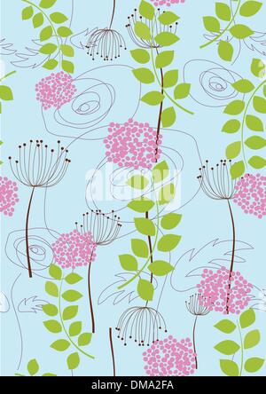 Rose, dandelion and flower wallpaper Stock Vector