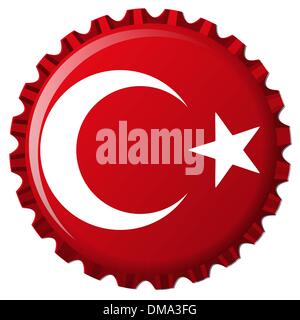 turkey stylized flag on bottle cap Stock Vector