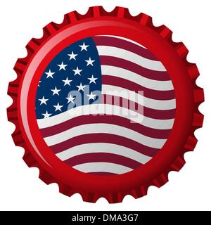 united states stylized flag on bottle cap Stock Vector