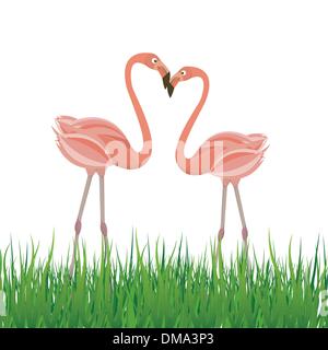 Two flamingo in love. Vector illustration Stock Vector