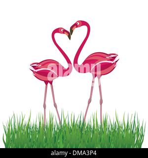 Two flamingo in love. Vector illustration Stock Vector