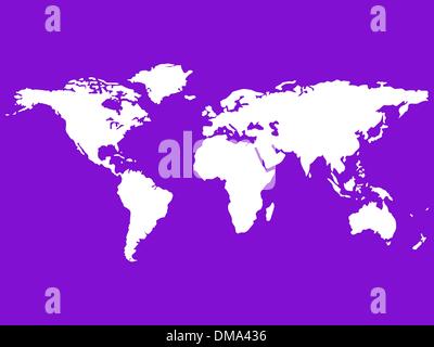white world map isolated on purple Stock Vector