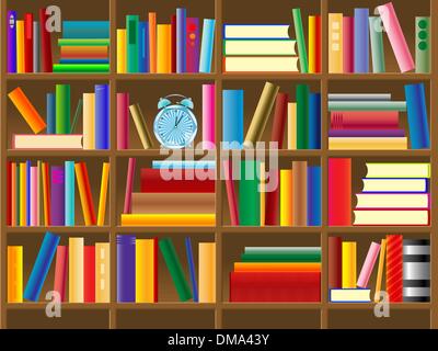 wooden bookshelf vector Stock Vector