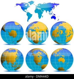 world globes collection Stock Vector