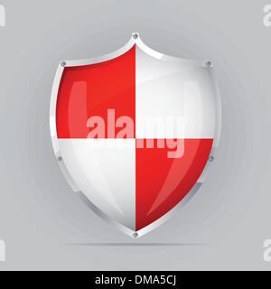 Red an White Shield Stock Vector