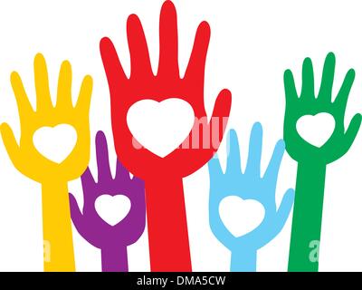 Happy loving hands with copy space. EPS 8 Stock Vector