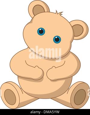 Cute teddy bear sitting on white background. Vector illustration Stock ...