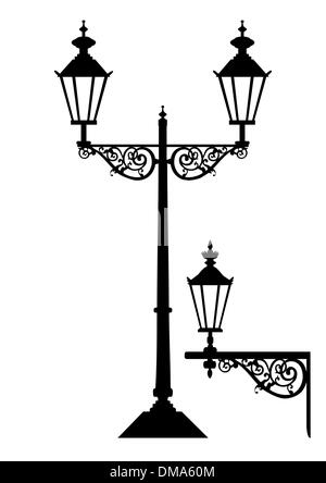 Set of antique street light lamps Stock Vector