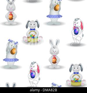 Background, rabbits with Easter egg Stock Vector