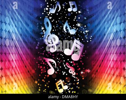 Party Abstract Colorful Waves on Black Background with Music Not Stock Vector