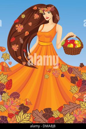 vector lady autumn Stock Vector